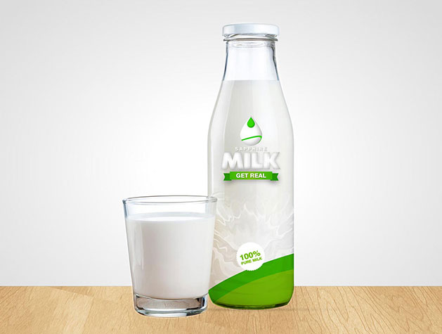Sapphire Milk Bottle and a Glass of Milk Brand design by Mapleweb
